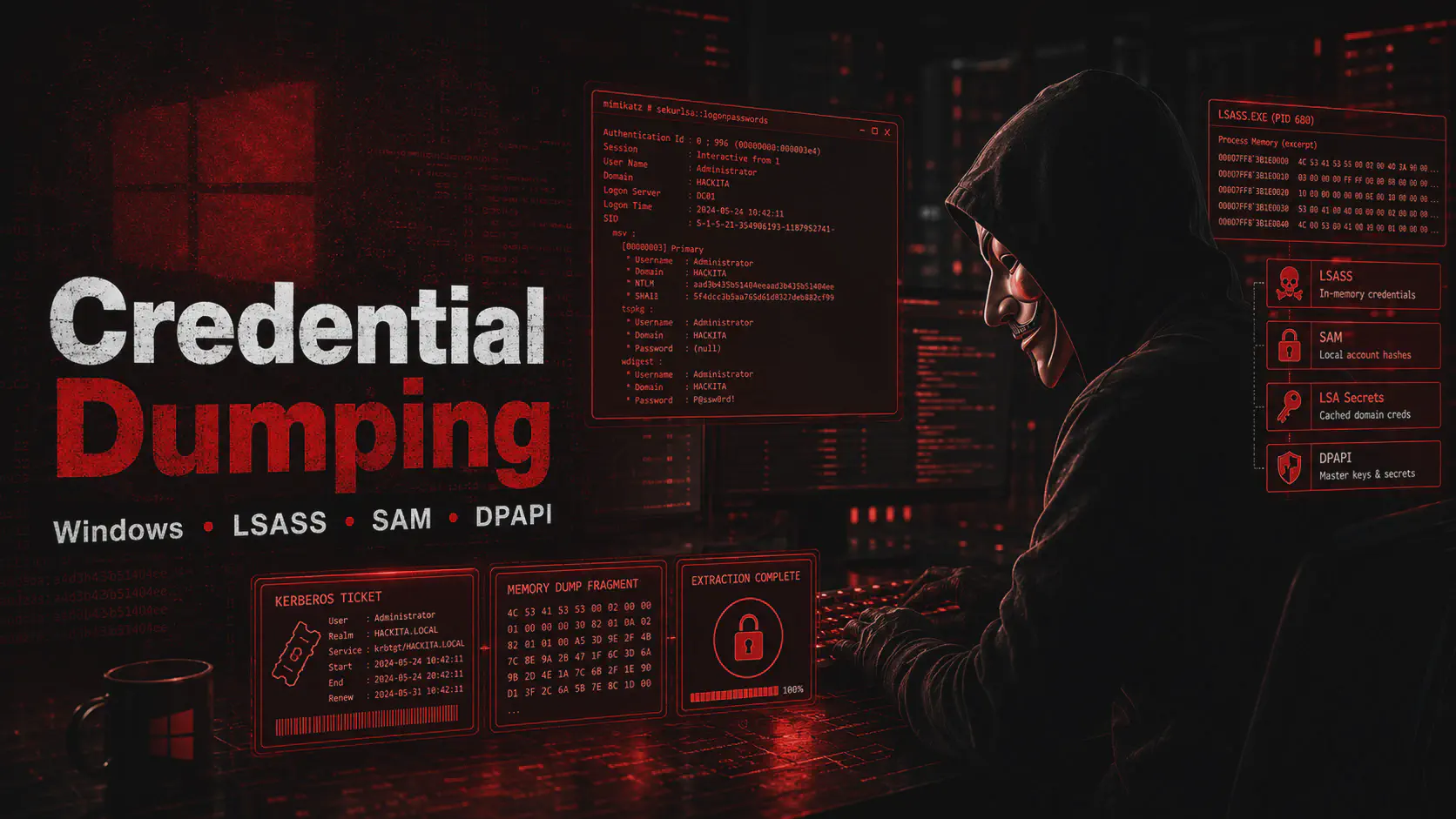 Credential Dumping su Windows: LSASS, SAM, DPAPI e NTDS.dit