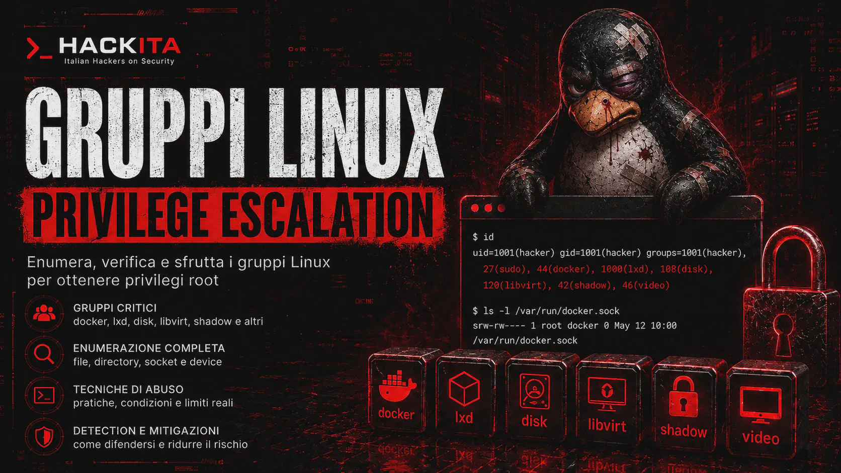 Gruppi Linux per Privilege Escalation: Docker, LXD e disk
