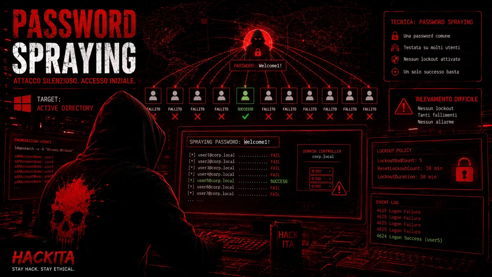 Password Spraying : Guida Completa su AD, AD FS ed Entra ID Password Spraying : Guida Completa su AD, AD FS ed Entra ID