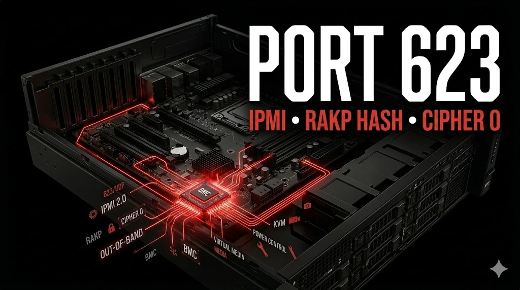 Porta 623 IPMI: RAKP hash disclosure, cipher 0 e rischio BMC out-of-band. Porta 623 IPMI: RAKP hash disclosure, cipher 0 e rischio BMC out-of-band.