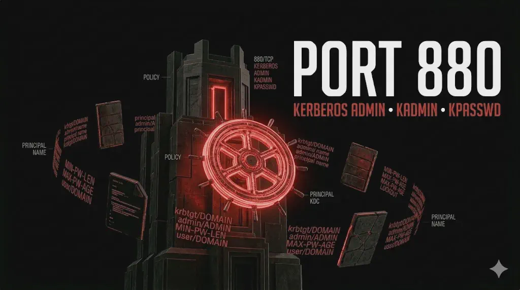 Porta 880 Kerberos Admin: kadmin, kpasswd e password policy del KDC.