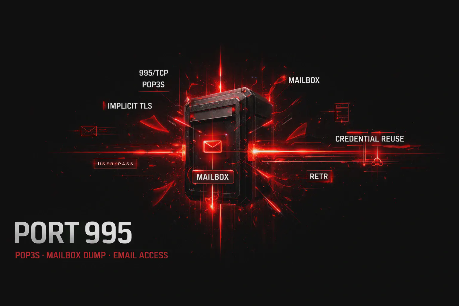 Porta 995 POP3S: brute force, mailbox dump e credential reuse sulle email cifrate.