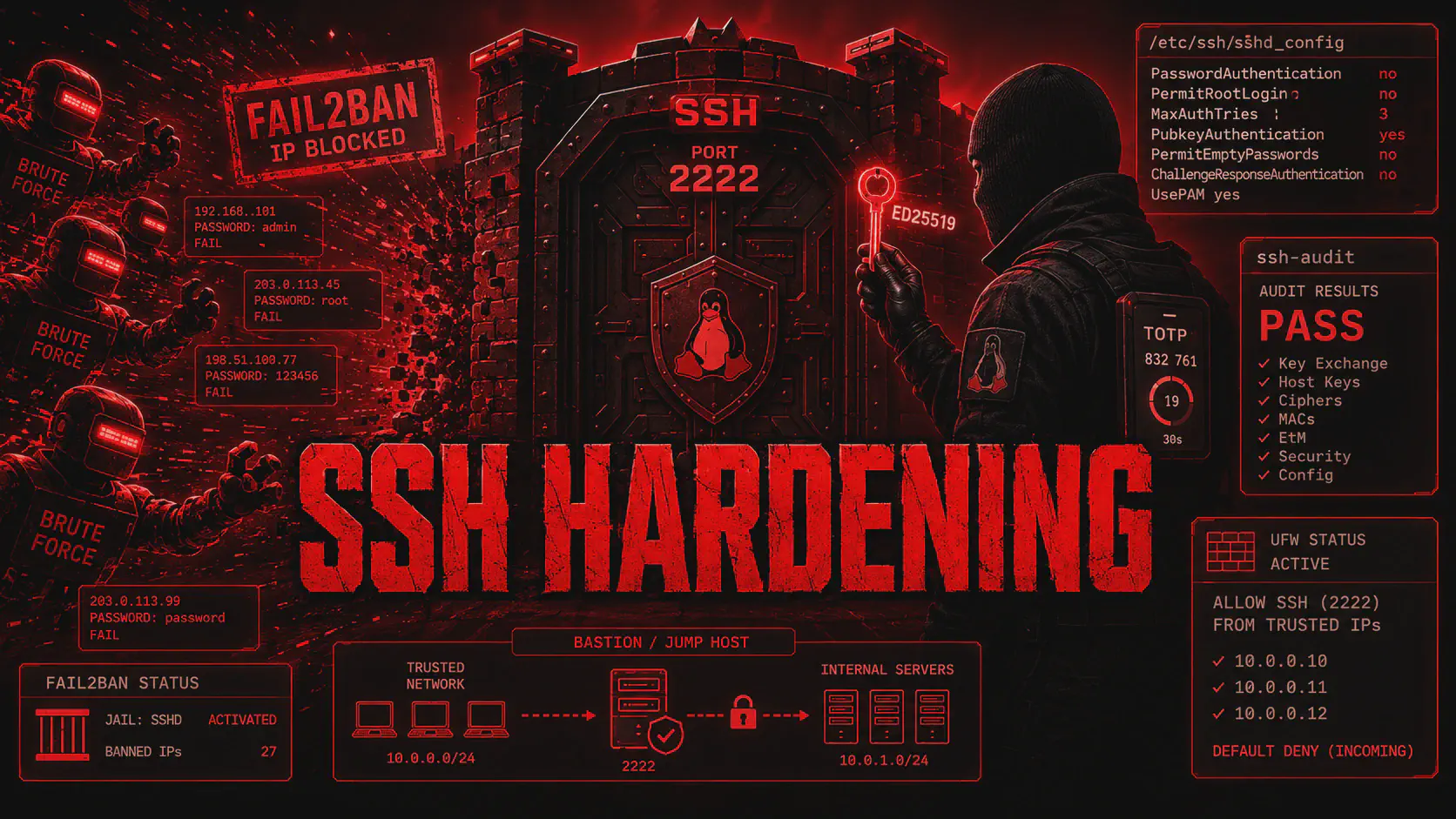 SSH Hardening su Linux: sshd_config, Ed25519 e Fail2Ban
