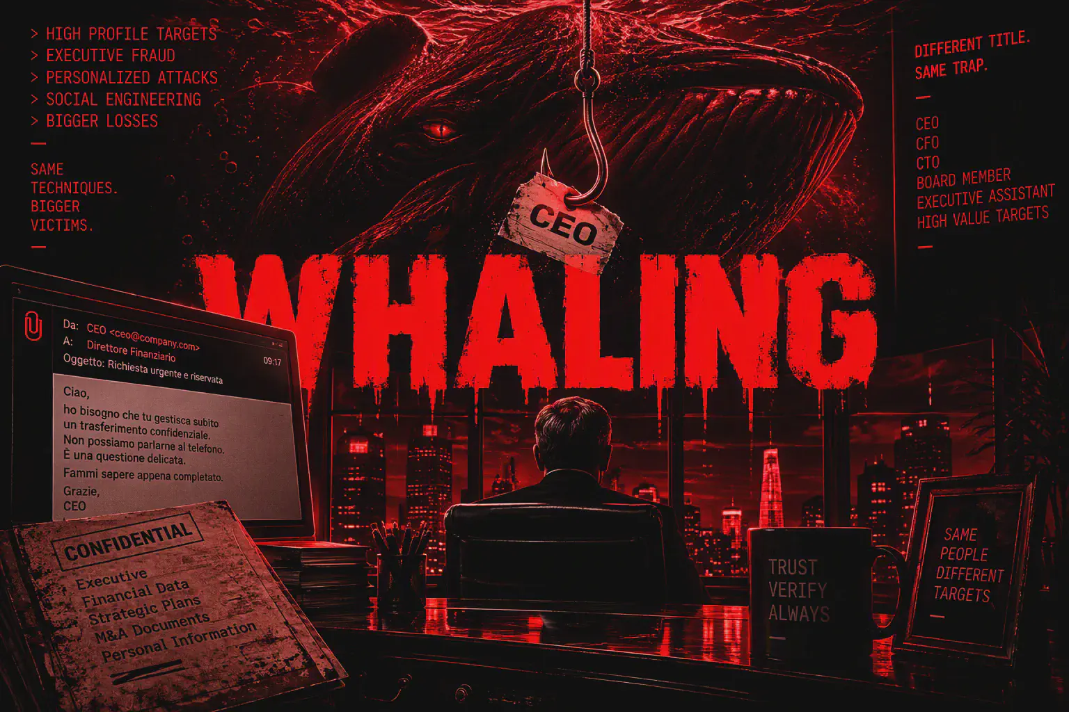 Whaling: Significato, Tecniche di Phishing, CEO Fraud e BEC